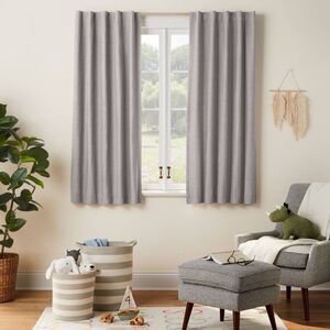 Pillowfort 42x63 Blackout Chambray Cotton Kids Curtain Panel Gray Window Drape